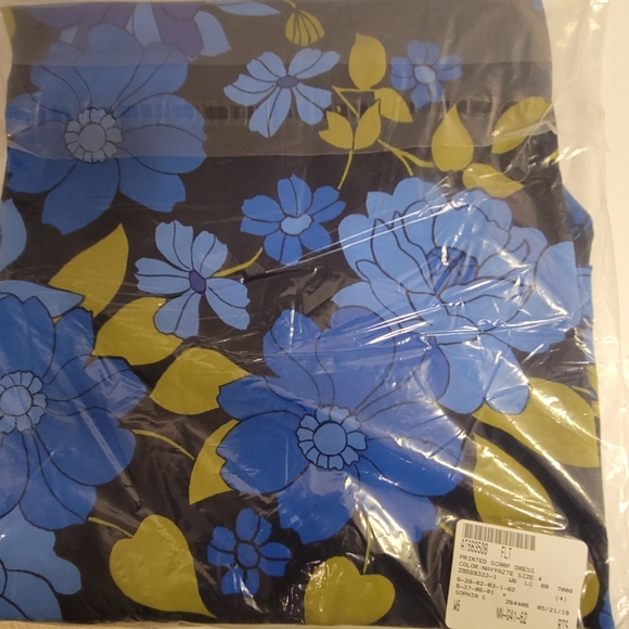 Maggy London Asymmetrical Blue Multicolored Floral Print Scarf Dress - Picture 6 of 7